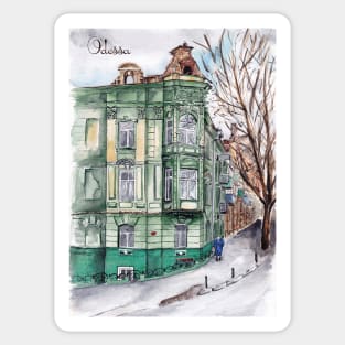 Odessa. Green house. Ukraine. Sticker